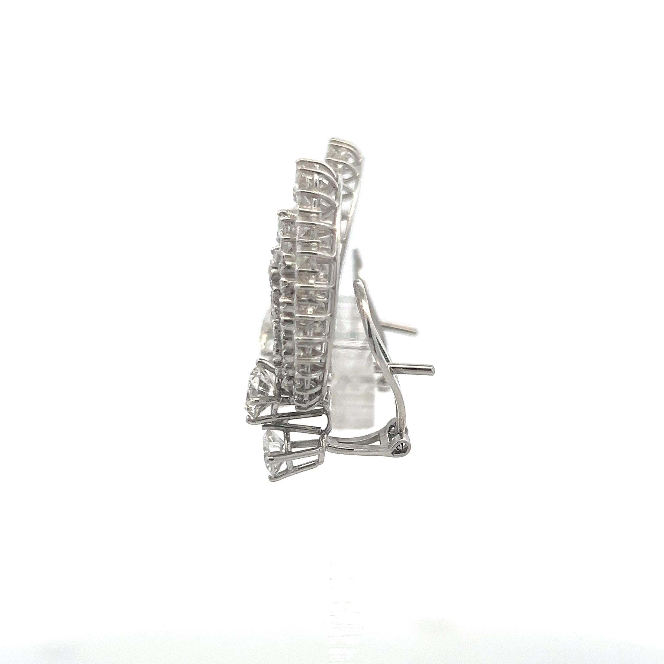 Estate 18K White Gold Clip On Earrings with 4.96 Carat Round G-VS Diamonds