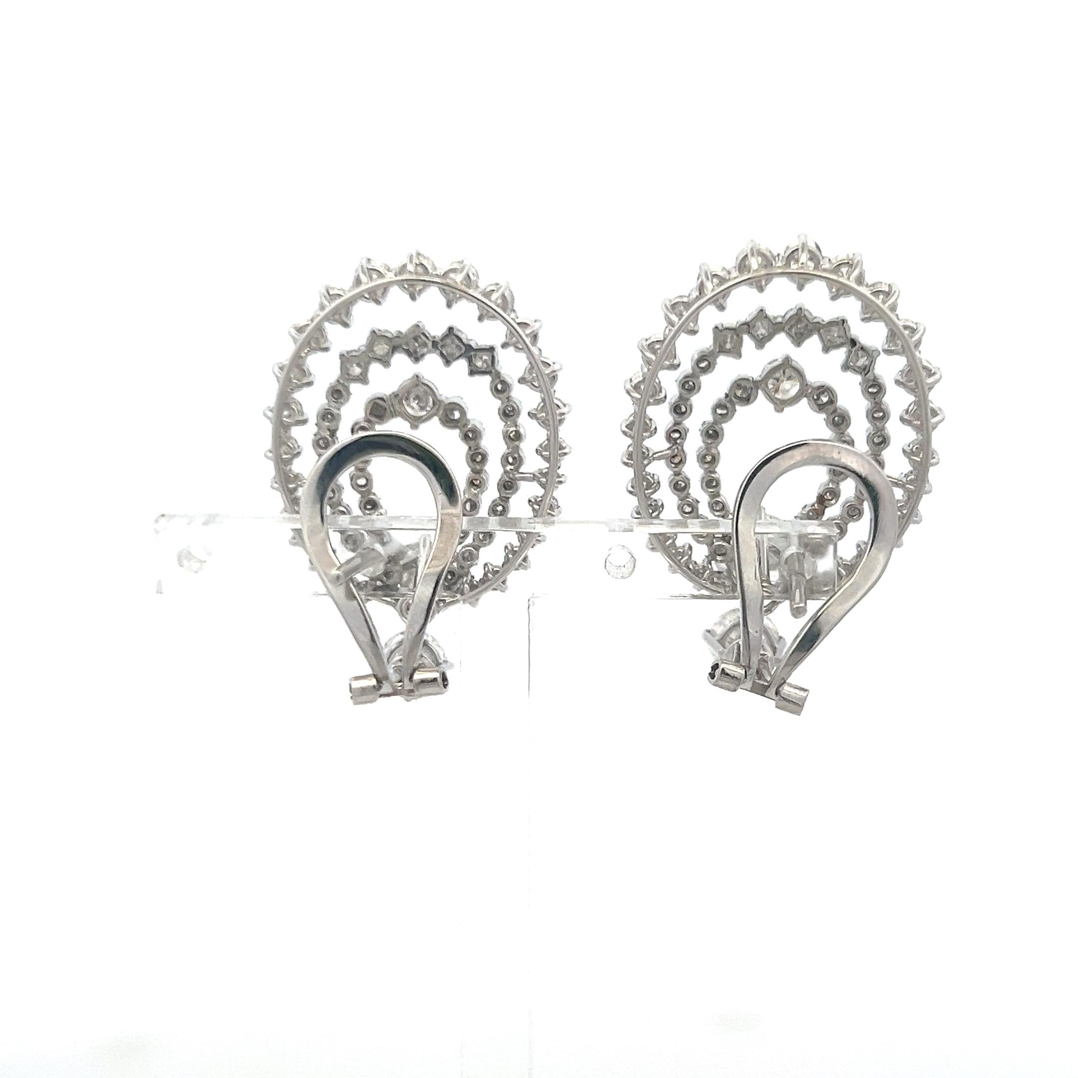 Estate 18K White Gold Clip On Earrings with 4.96 Carat Round G-VS Diamonds