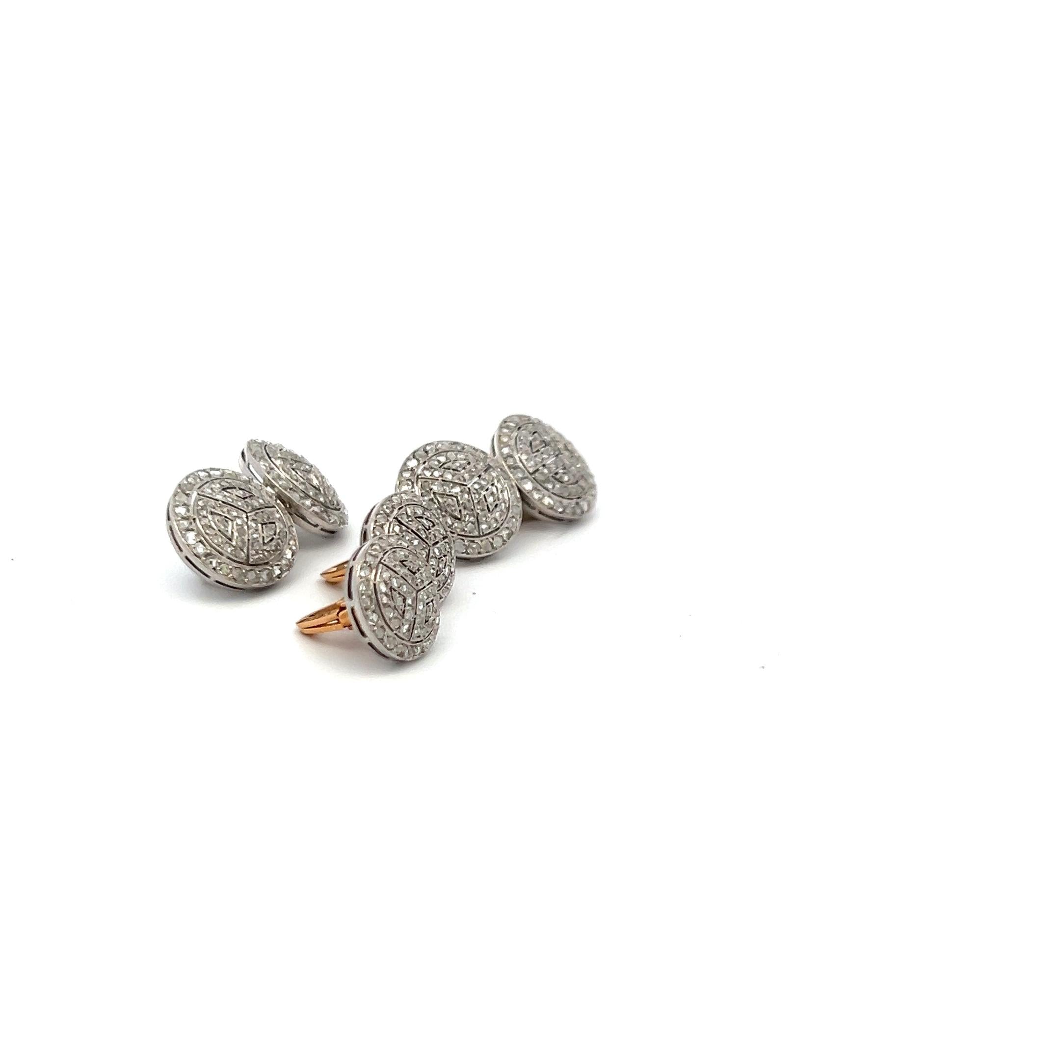 0.80 Carat Round Brilliant Diamond 18K Gold/Platinum Chain Link Cufflinks