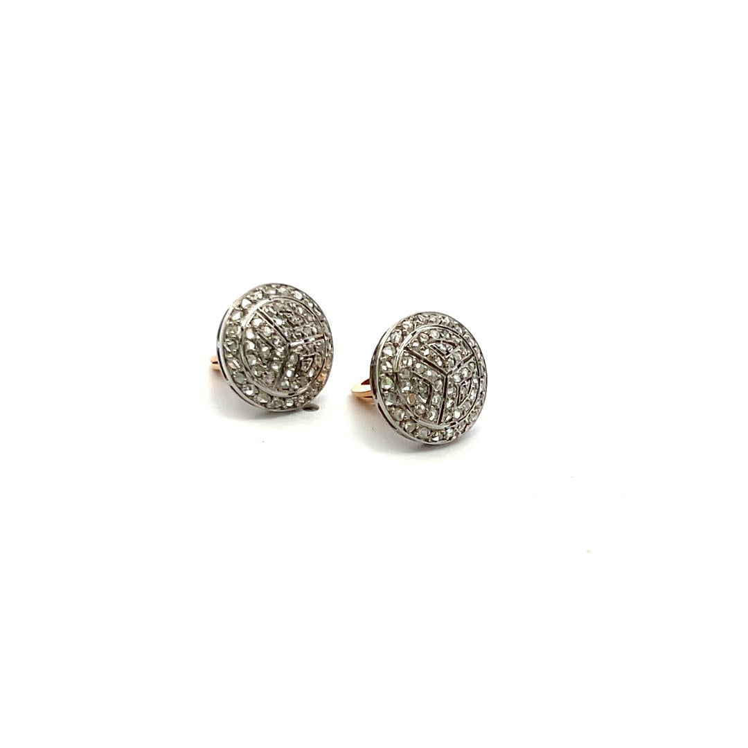 0.80 Carat Round Brilliant Diamond 18K Gold/Platinum Chain Link Cufflinks