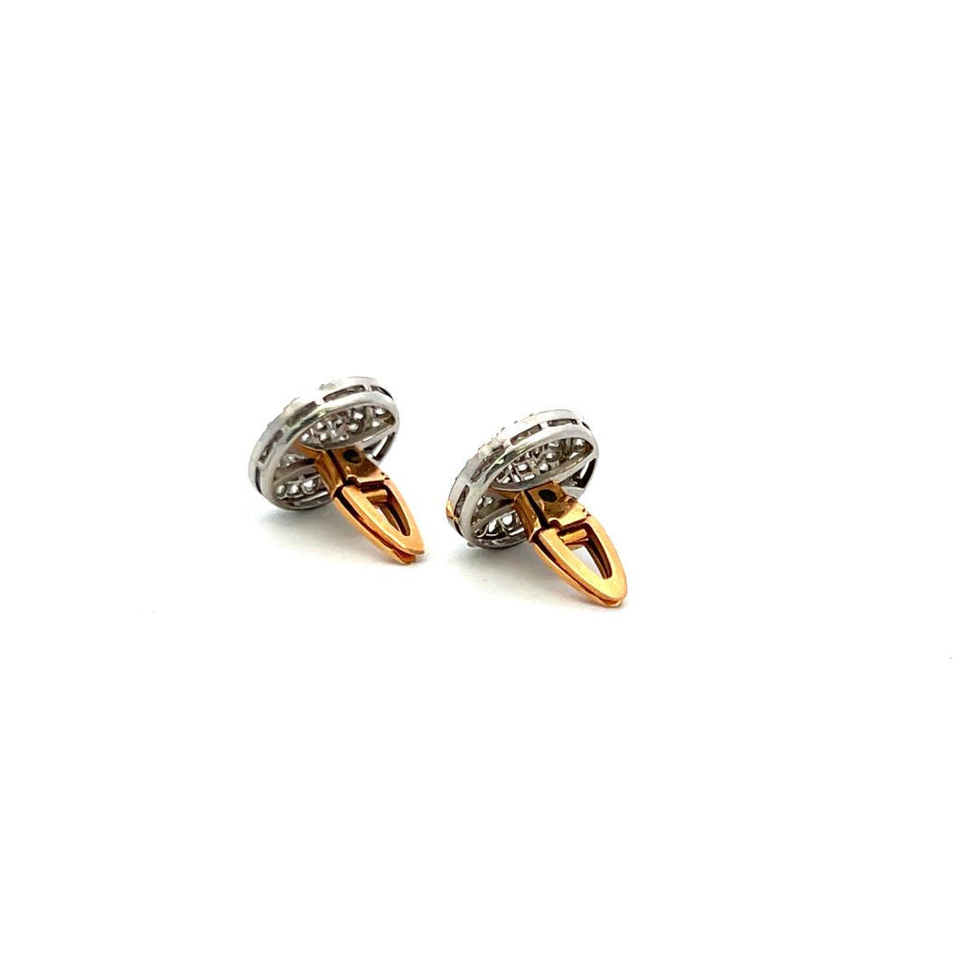 0.80 Carat Round Brilliant Diamond 18K Gold/Platinum Chain Link Cufflinks