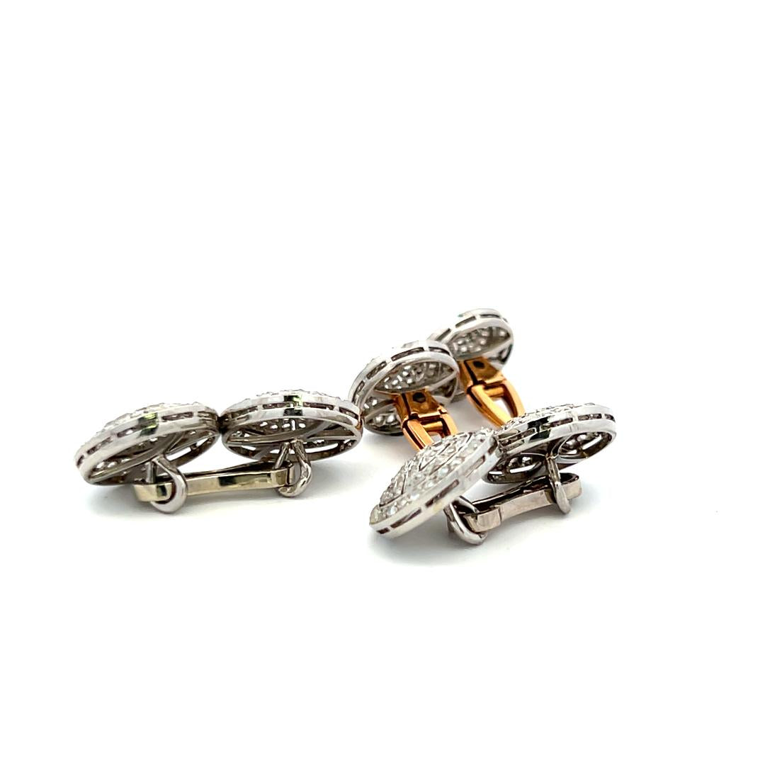 0.80 Carat Round Brilliant Diamond 18K Gold/Platinum Chain Link Cufflinks