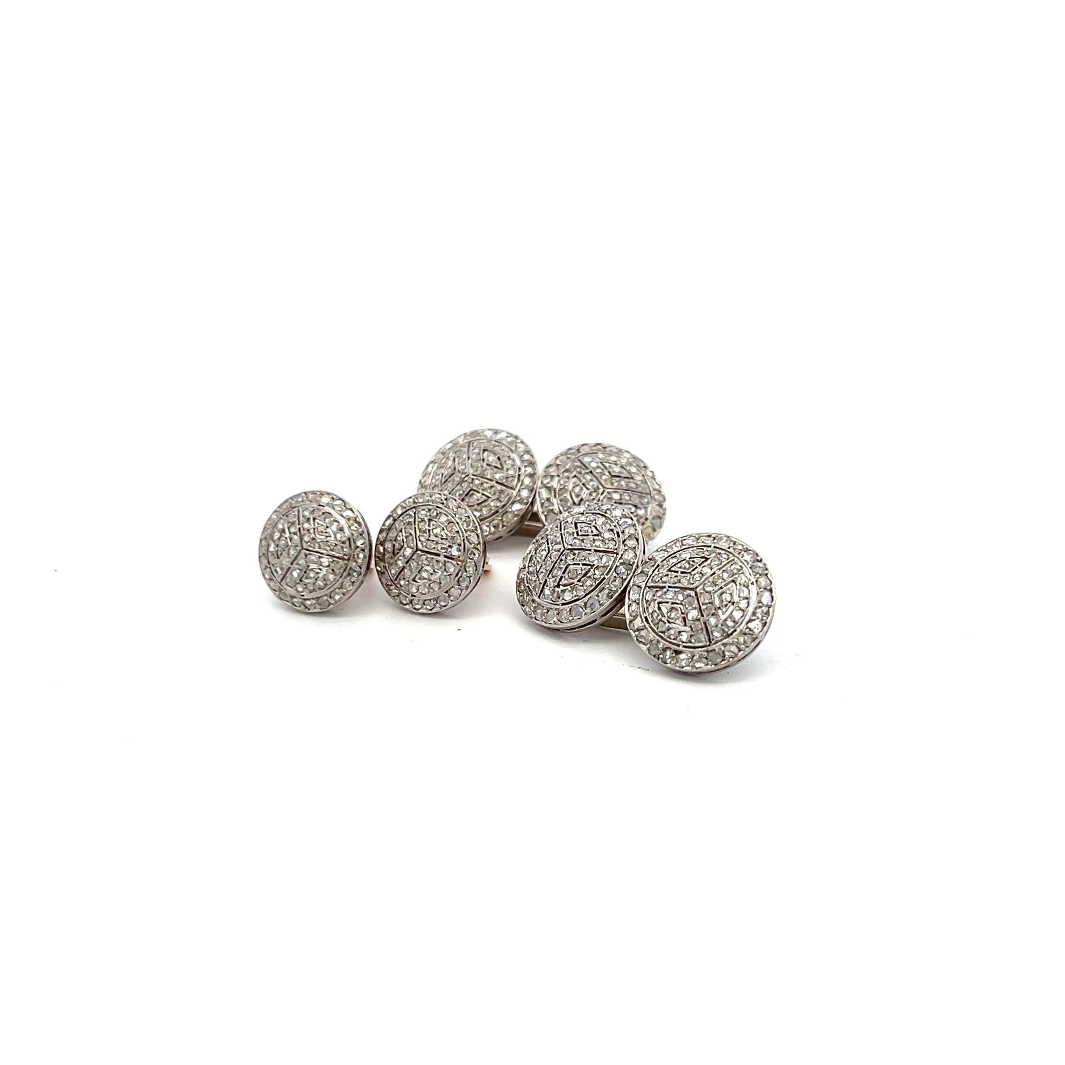 0.80 Carat Round Brilliant Diamond 18K Gold/Platinum Chain Link Cufflinks