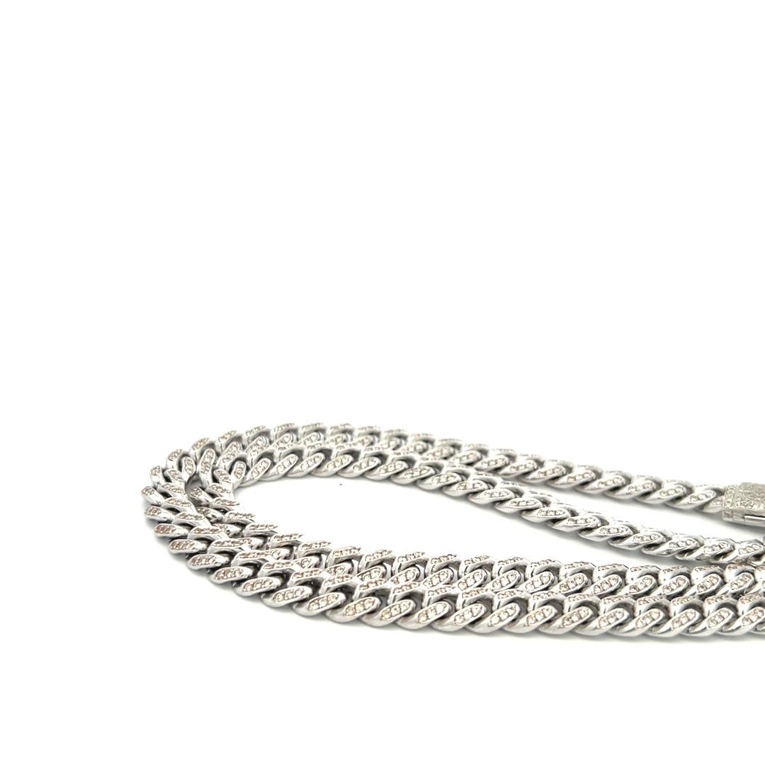 3.15 Carat Round Brilliant H VS Diamond 14 Karat White Gold Chain Necklace