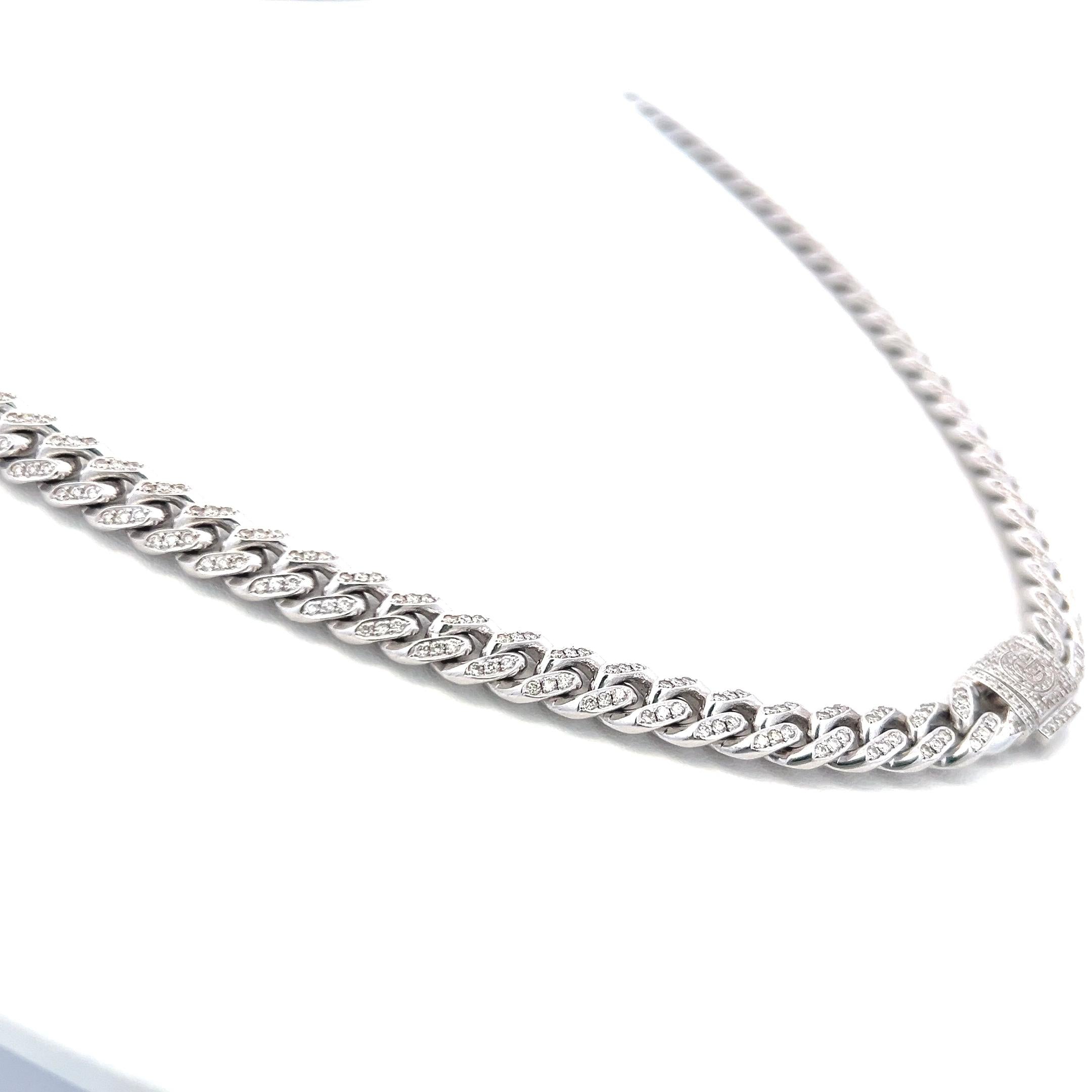 3.15 Carat Round Brilliant H VS Diamond 14 Karat White Gold Chain Necklace