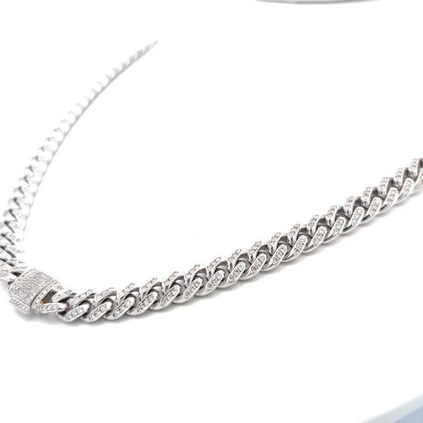 3.15 Carat Round Brilliant H VS Diamond 14 Karat White Gold Chain Necklace