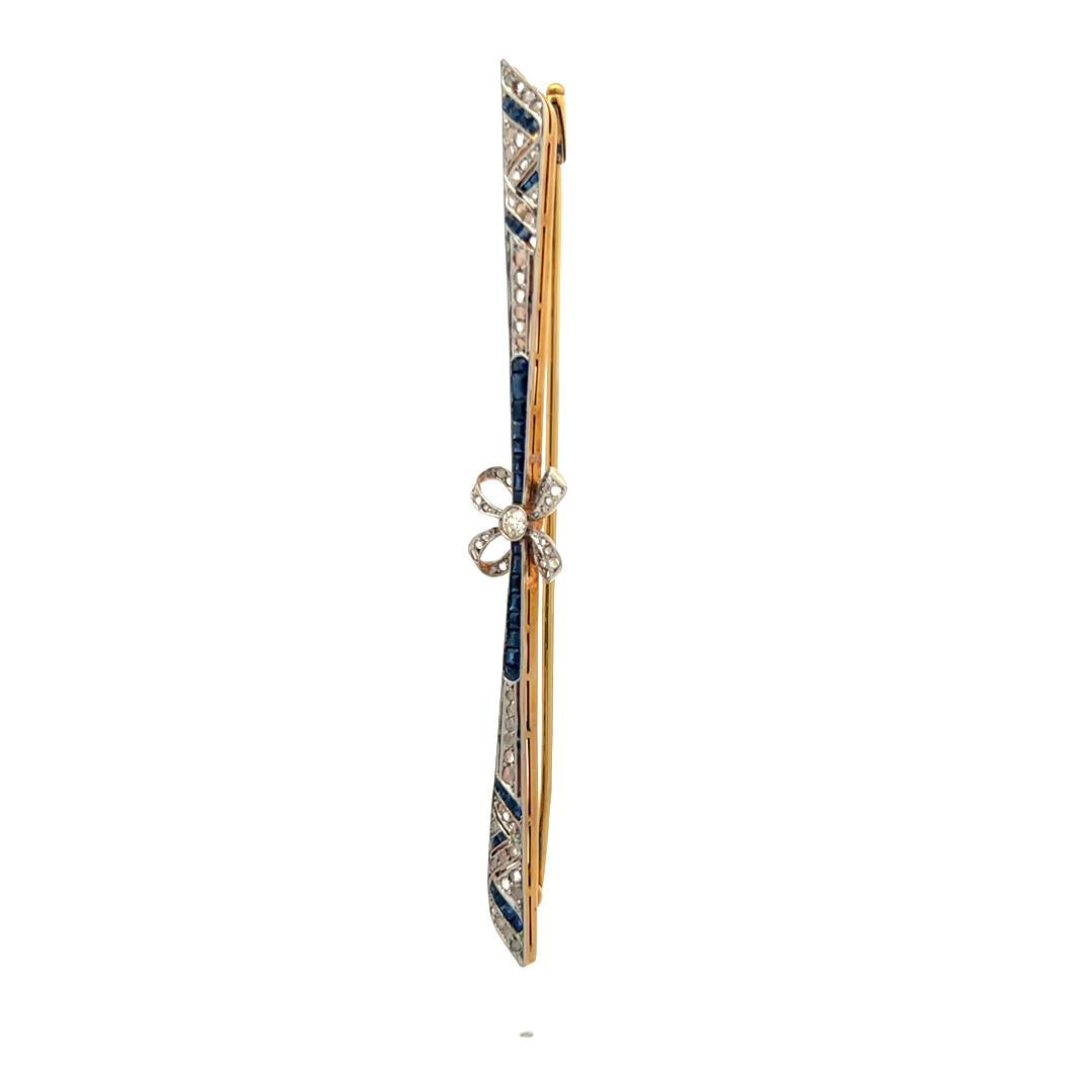 0.62 Carat Sapphire 0.45 Carat  Diamond 18 Karat Gold-Platinum Pin Brooch