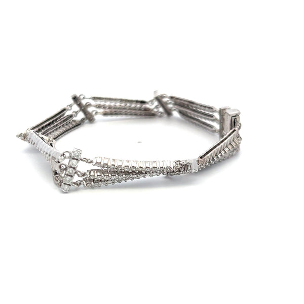 6.00 Carat Round Brilliant H VS Diamond 18 Karat White Gold Link Bracelet