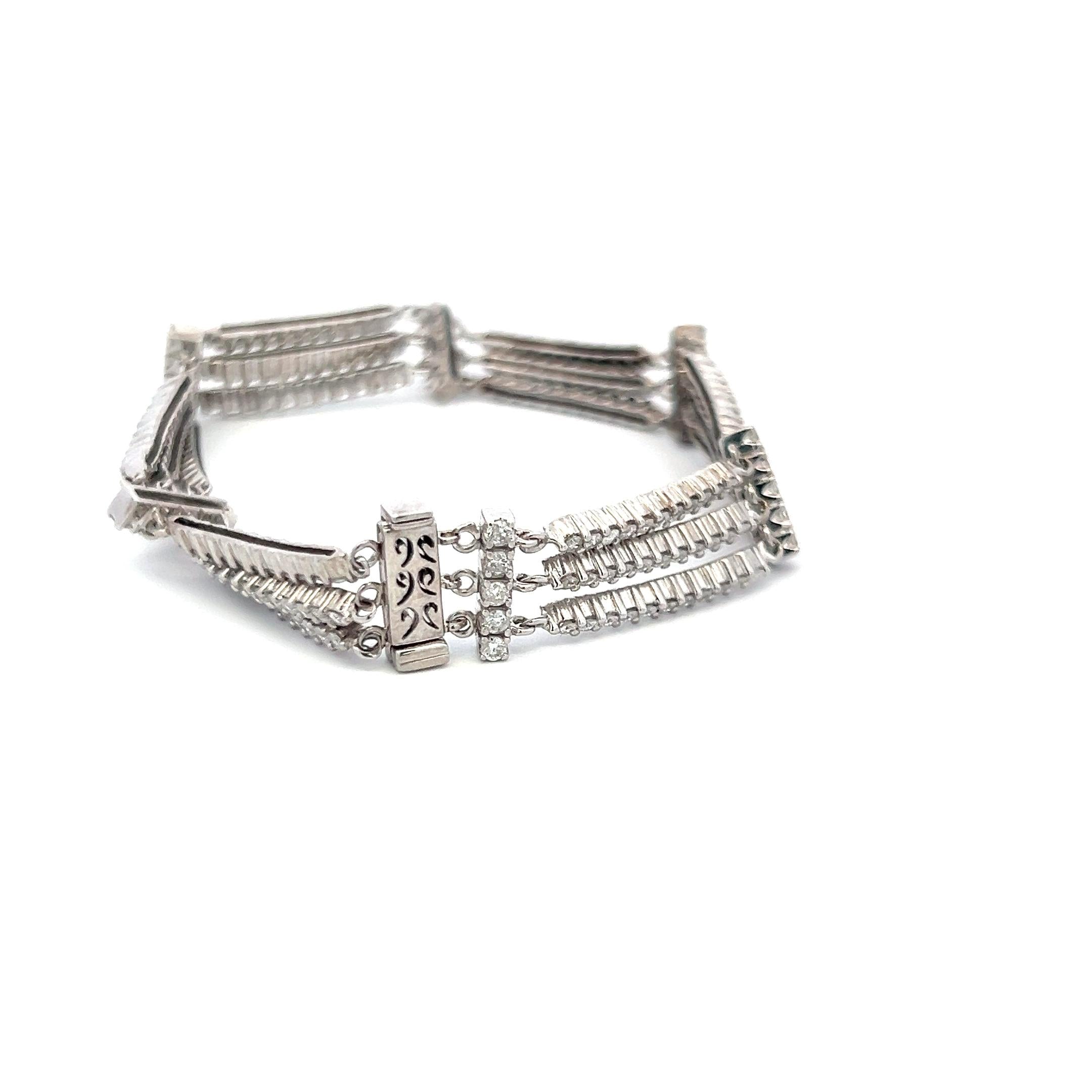 6.00 Carat Round Brilliant H VS Diamond 18 Karat White Gold Link Bracelet