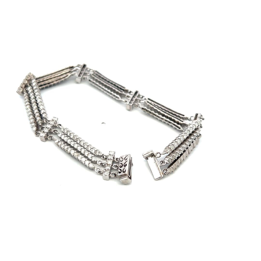 6.00 Carat Round Brilliant H VS Diamond 18 Karat White Gold Link Bracelet