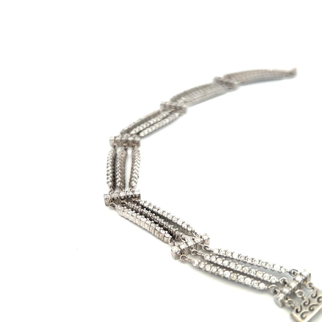 6.00 Carat Round Brilliant H VS Diamond 18 Karat White Gold Link Bracelet