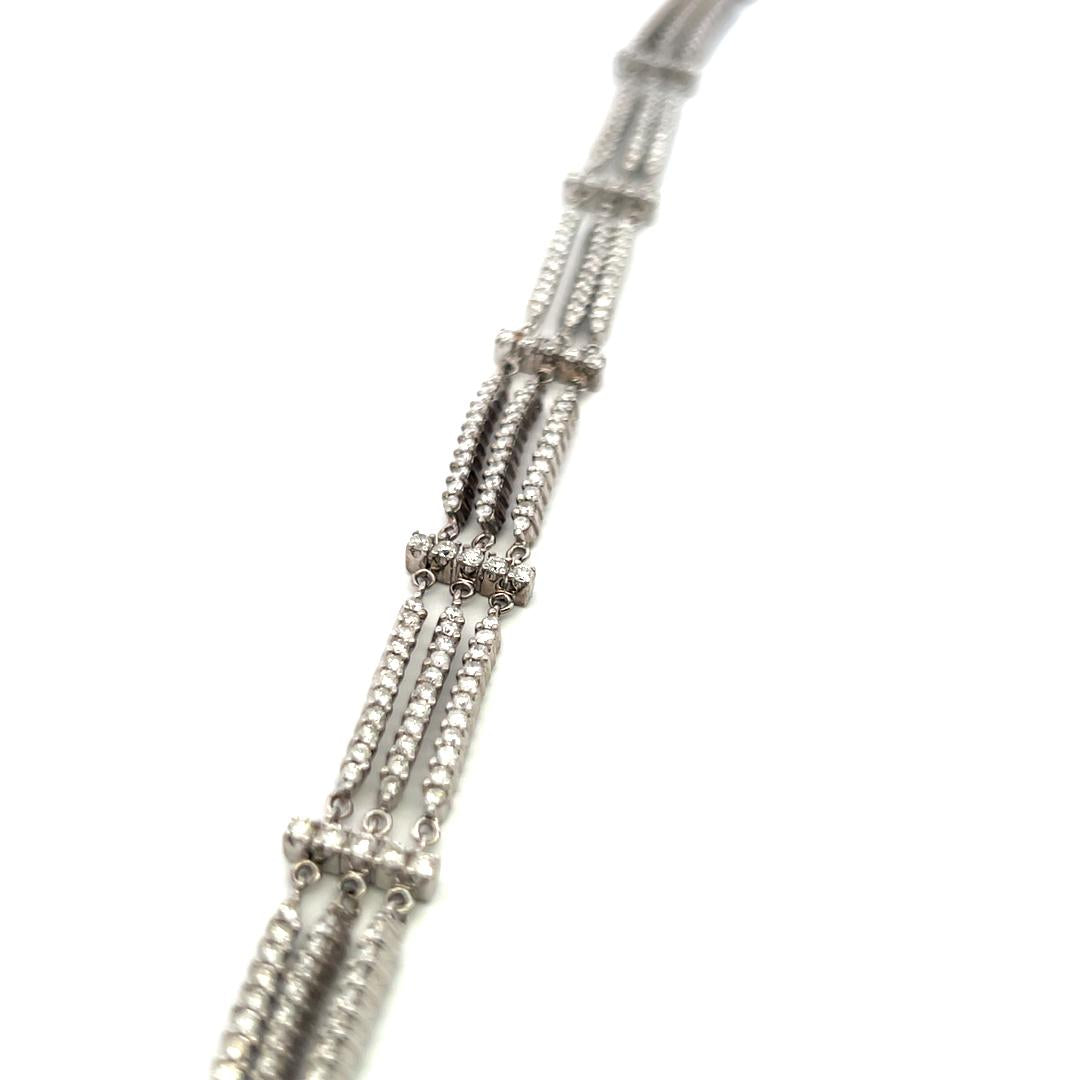 6.00 Carat Round Brilliant H VS Diamond 18 Karat White Gold Link Bracelet