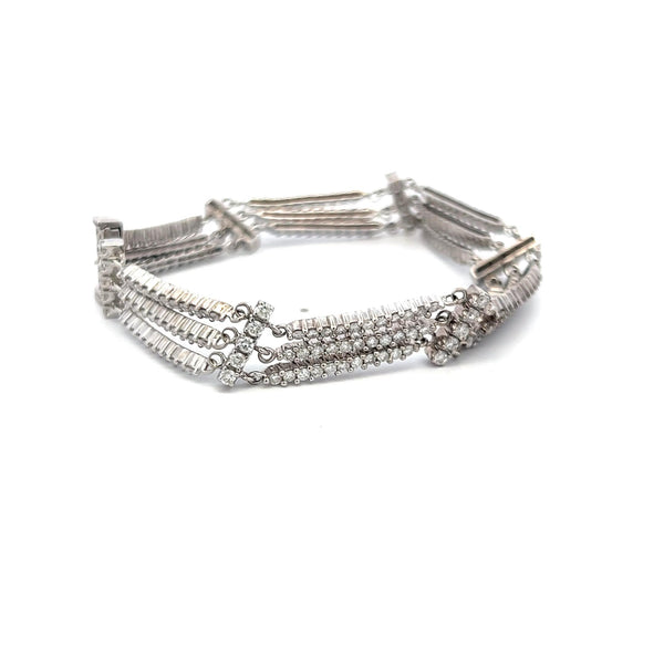 6.00 Carat Round Brilliant H VS Diamond 18 Karat White Gold Link Bracelet