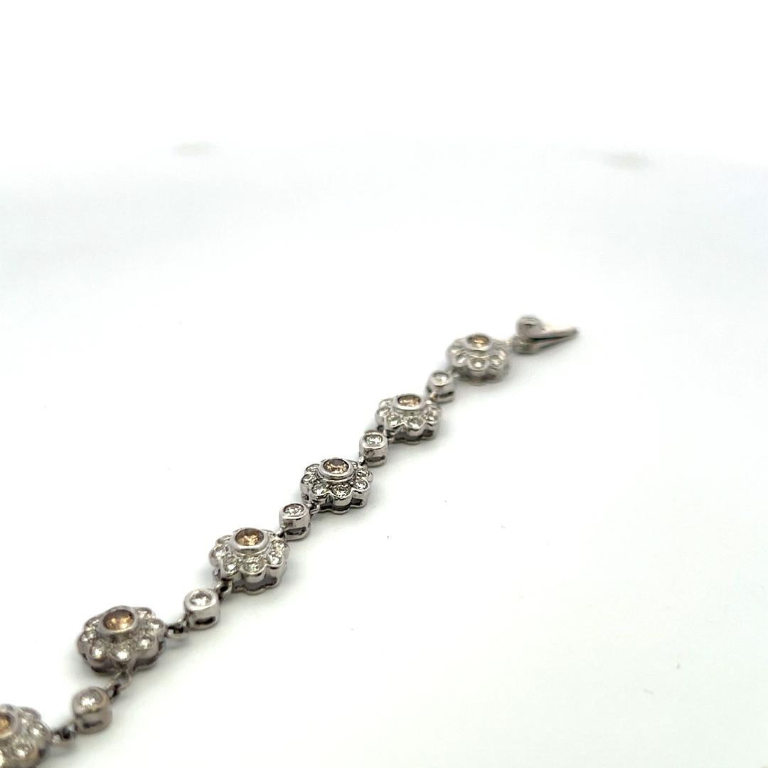 6.00 Carat Round Brilliant Fancy Brown Diamond 18K White Gold Station Necklace