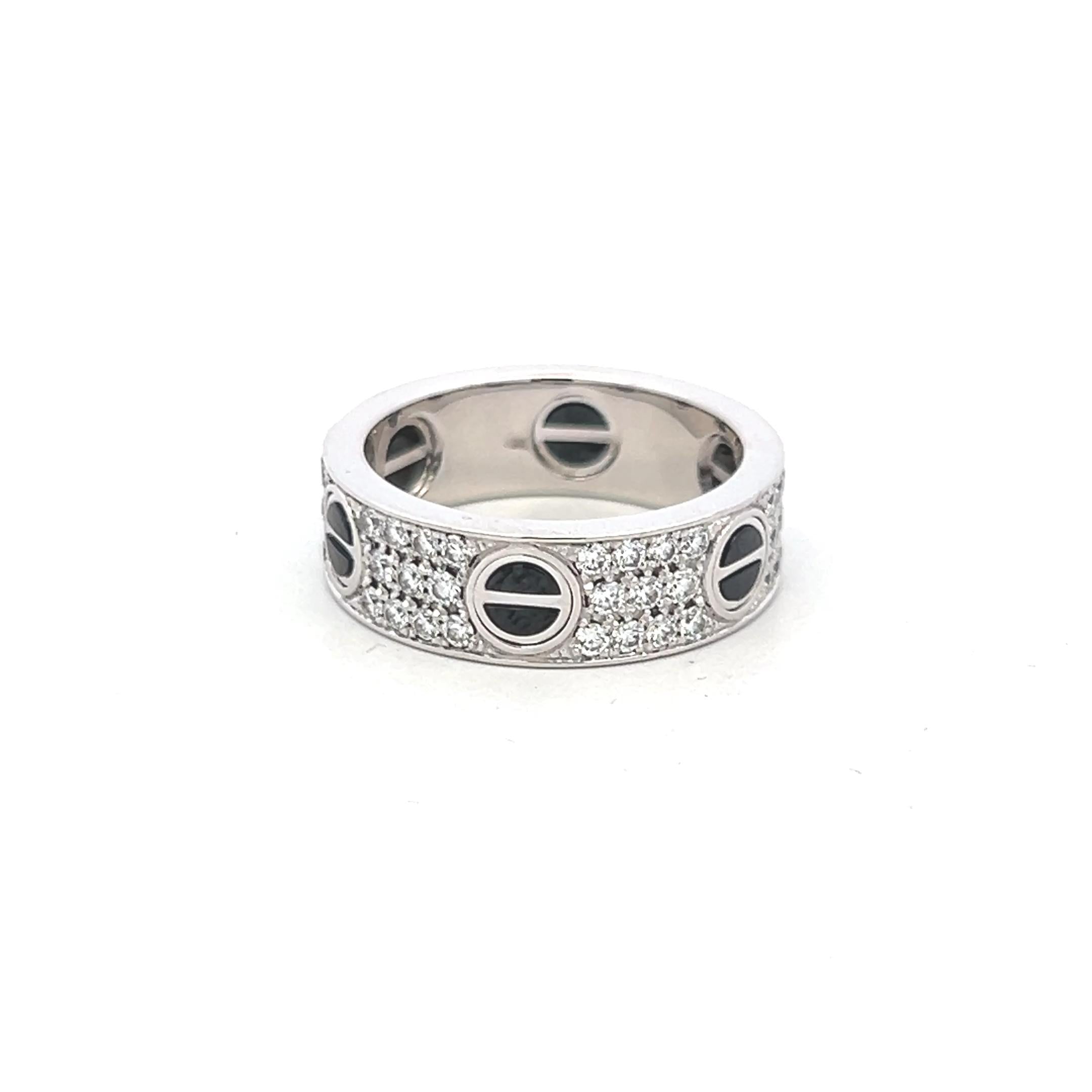 Cartier 0.74 Carat Round Brilliant G VS1 Diamond 18 Karat White Gold Love Ring