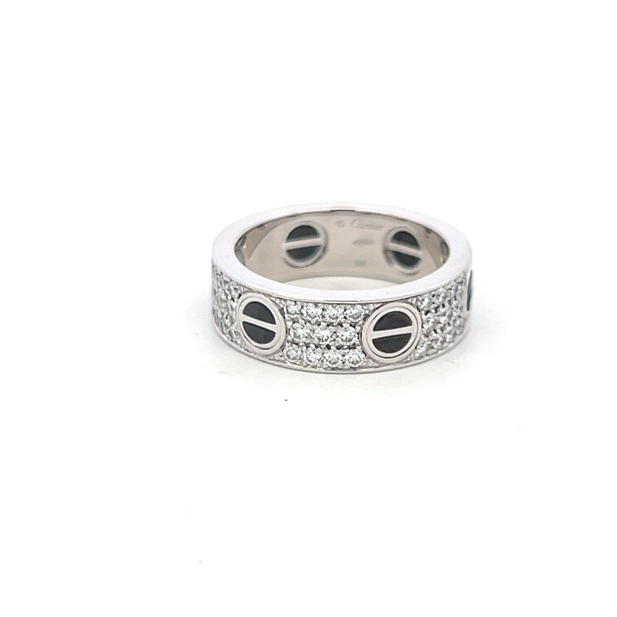 Cartier 0.74 Carat Round Brilliant G VS1 Diamond 18 Karat White Gold Love Ring