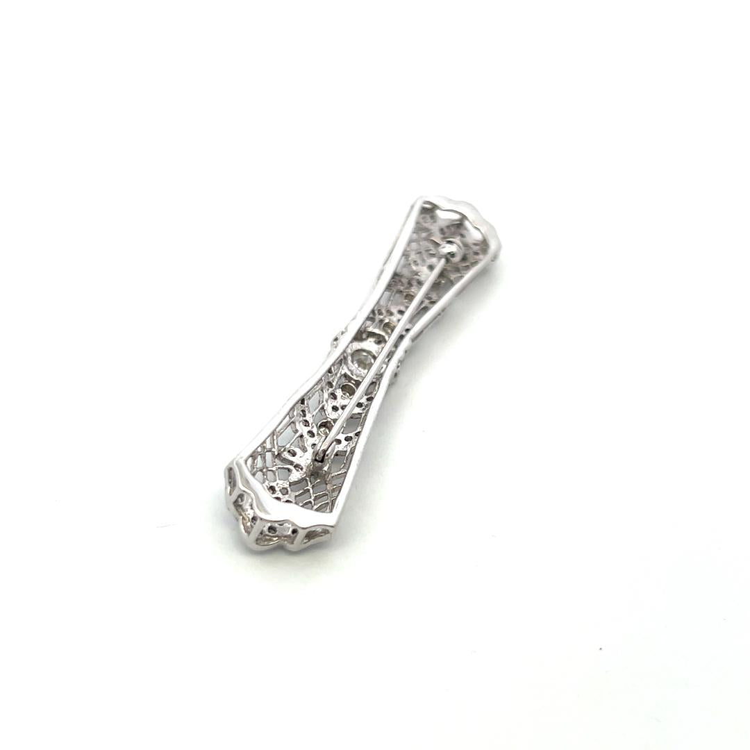 1.12 Carat Old European Cut J VS Diamond 18 Karat White Gold Pin Brooch
