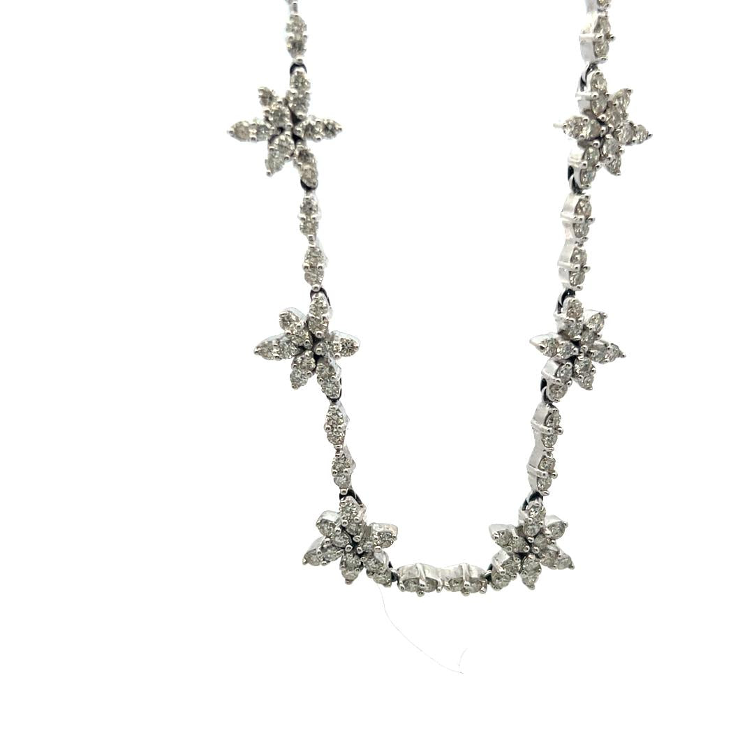 9.00 Carat Round Brilliant H VS Diamond 18 Karat White Gold Station Necklace