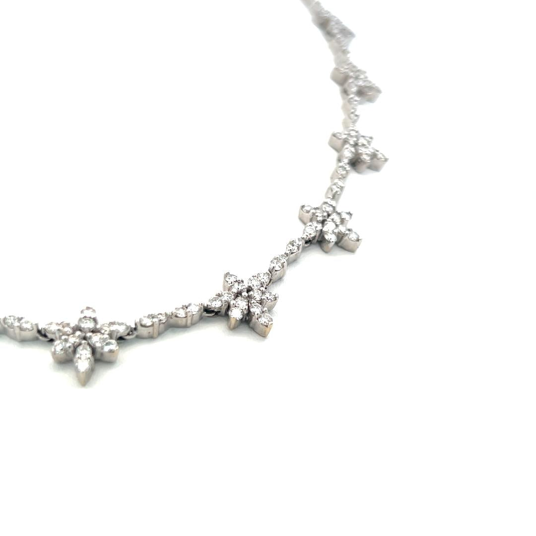 9.00 Carat Round Brilliant H VS Diamond 18 Karat White Gold Station Necklace