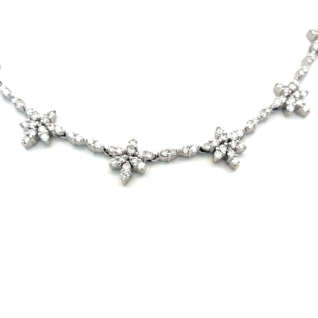 9.00 Carat Round Brilliant H VS Diamond 18 Karat White Gold Station Necklace