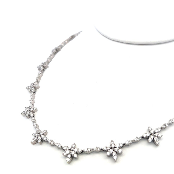 9.00 Carat Round Brilliant H VS Diamond 18 Karat White Gold Station Necklace