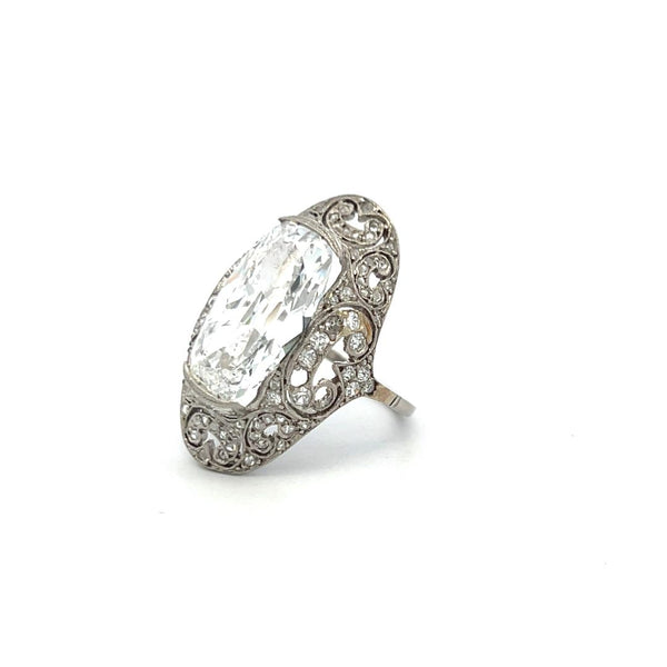 5.01 Carat Cushion Brilliant D VS2 Diamond GIA Cert Platinum Art Deco Ring