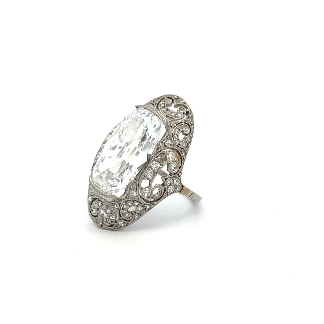 Platinum Art Deco Ring with 5.01 Carat Cushion Diamonds Size 4.5 D VS2 GIA