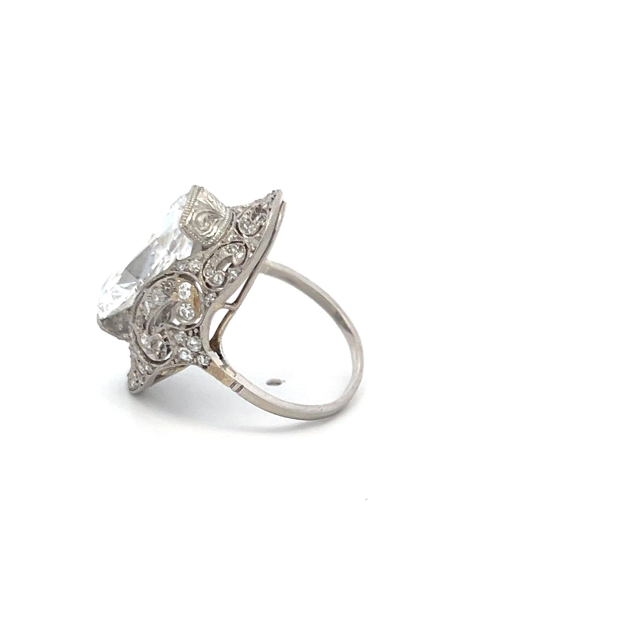 Platinum Art Deco Ring with 5.01 Carat Cushion Diamonds Size 4.5 D VS2 GIA