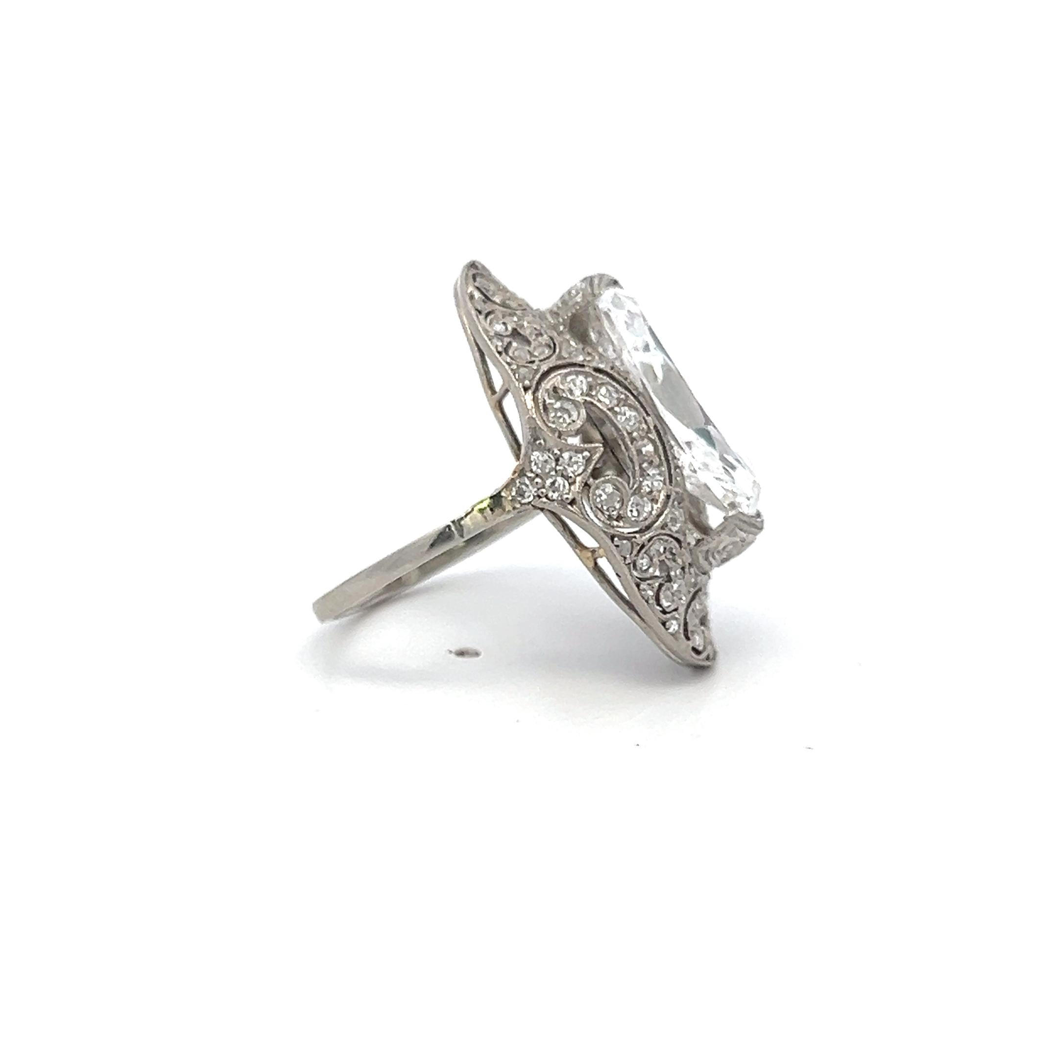 Platinum Art Deco Ring with 5.01 Carat Cushion Diamonds Size 4.5 D VS2 GIA
