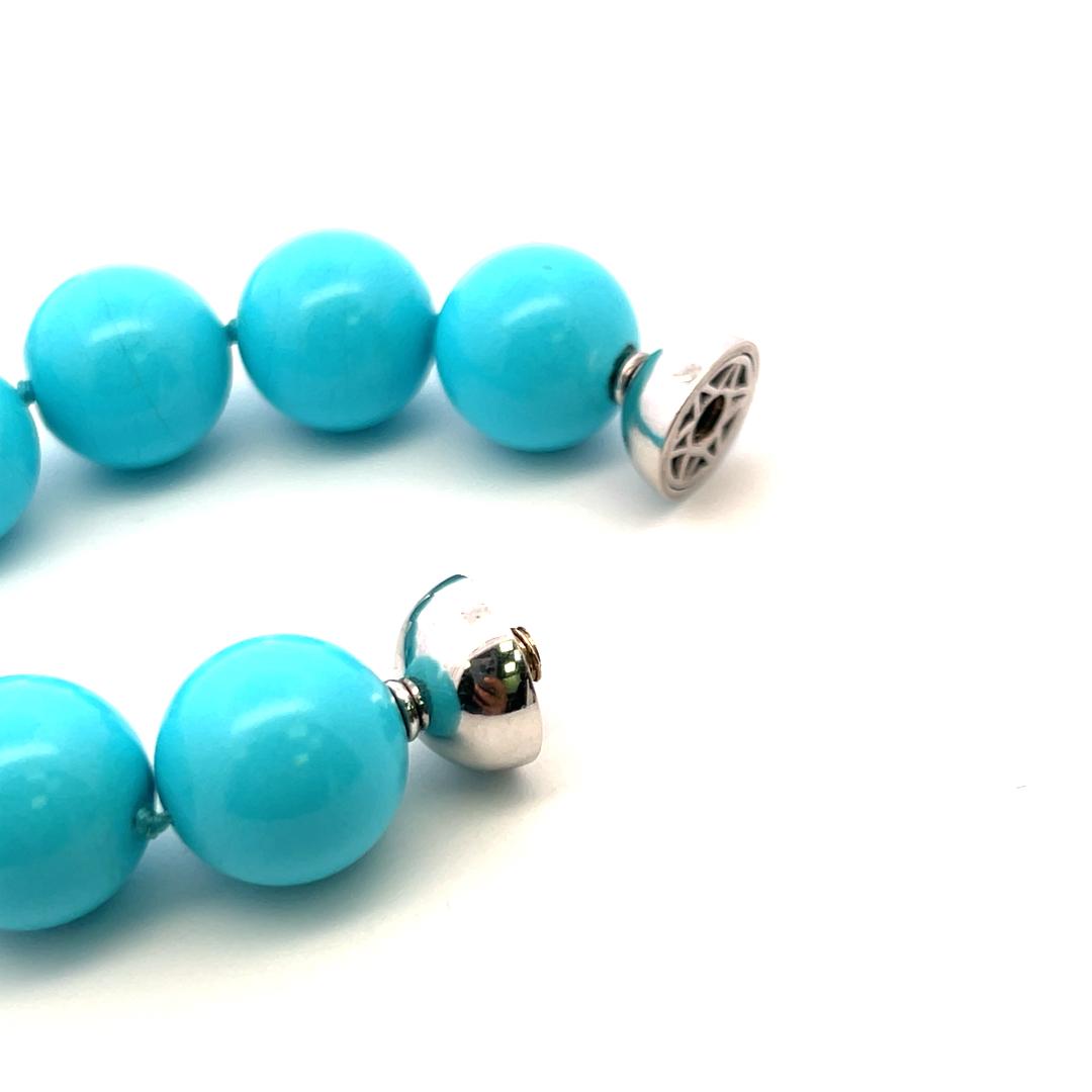 Turquoise & 5.20 Carat Diamond 18K White Gold Pendant Necklace