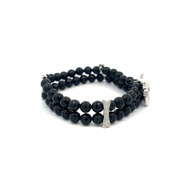 0.35 Carat Round Brilliant I SI Diamond 18 Karat White Gold Bead Bracelet