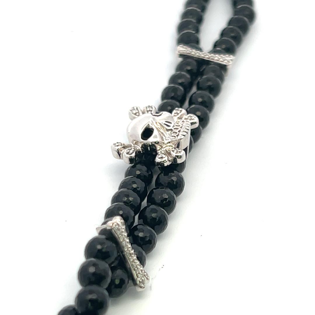 0.35 Carat Round Brilliant I SI Diamond 18 Karat White Gold Bead Bracelet