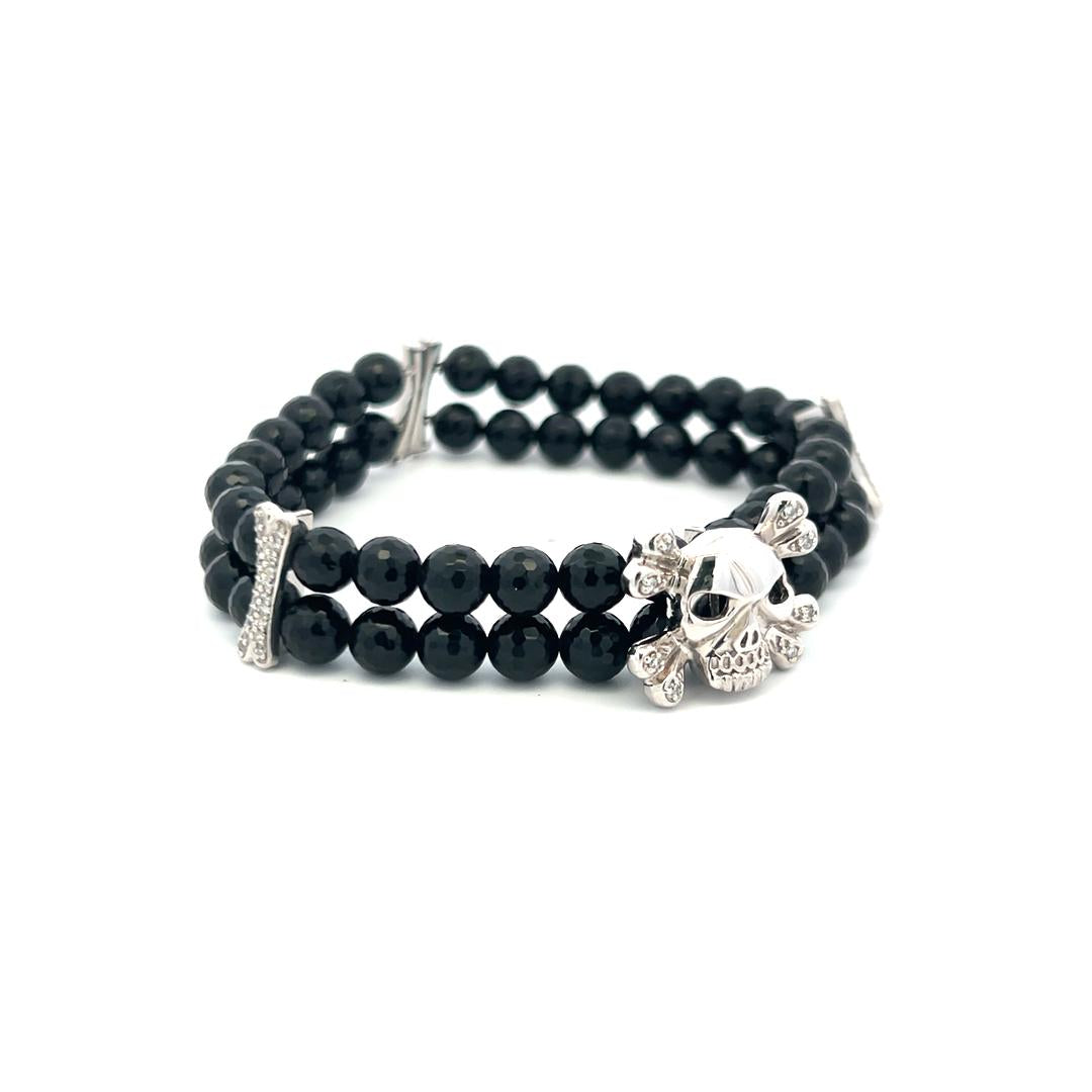 0.35 Carat Round Brilliant I SI Diamond 18 Karat White Gold Bead Bracelet