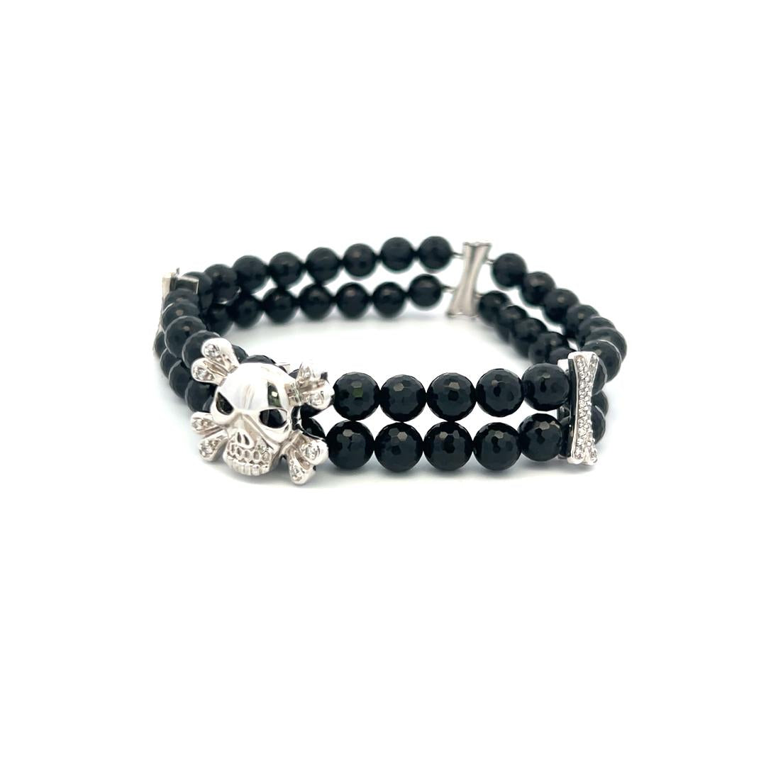 0.35 Carat Round Brilliant I SI Diamond 18 Karat White Gold Bead Bracelet