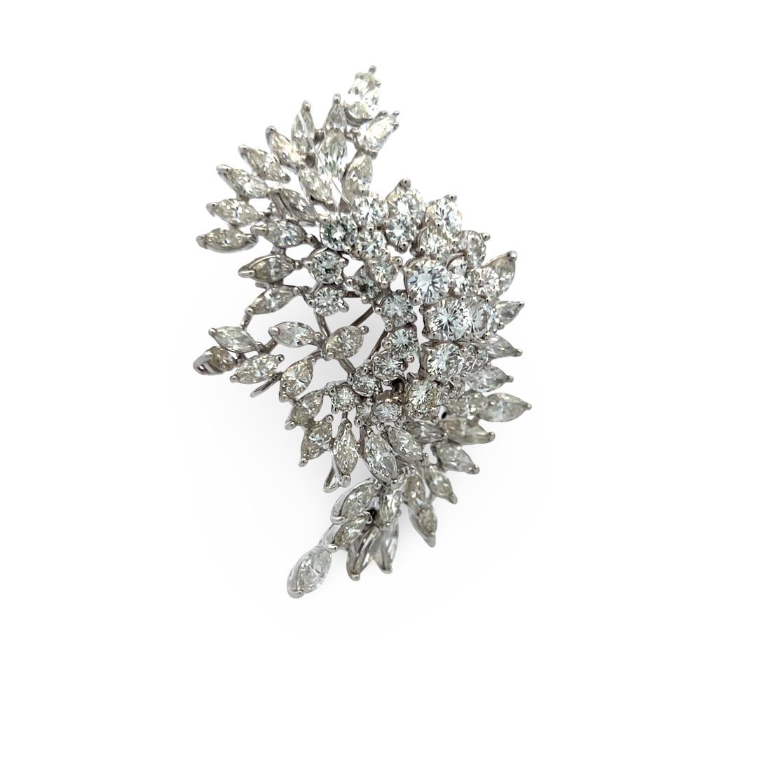 Vintage Platinum Pin Brooch with 15ct Round and Pear Shaped G VS Diamonds