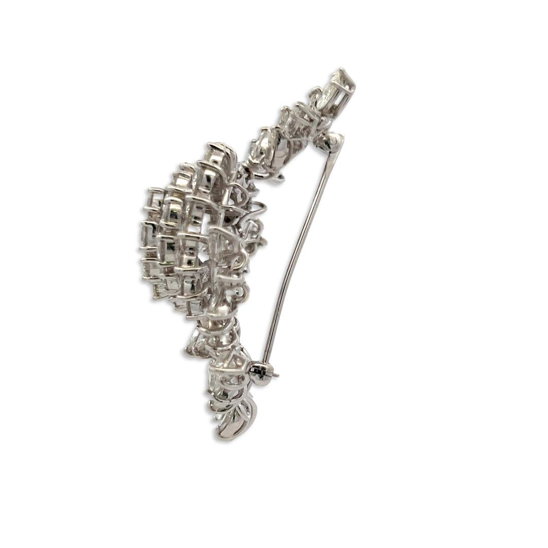 Vintage Platinum Pin Brooch with 15ct Round and Pear Shaped G VS Diamonds