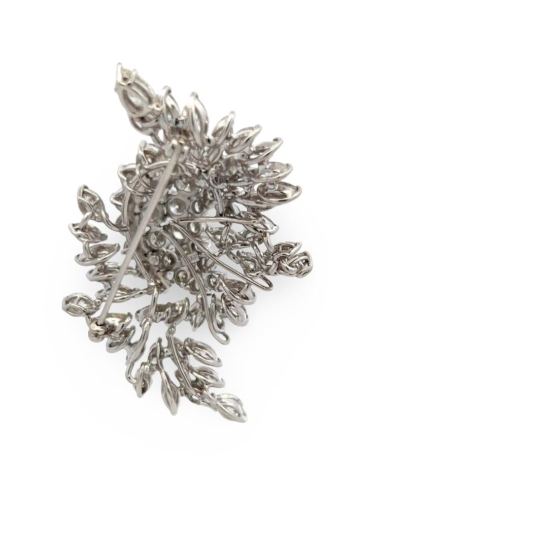Vintage Platinum Pin Brooch with 15ct Round and Pear Shaped G VS Diamonds