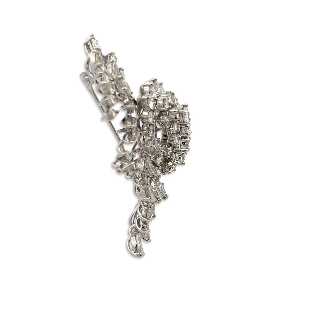 Vintage Platinum Pin Brooch with 15ct Round and Pear Shaped G VS Diamonds