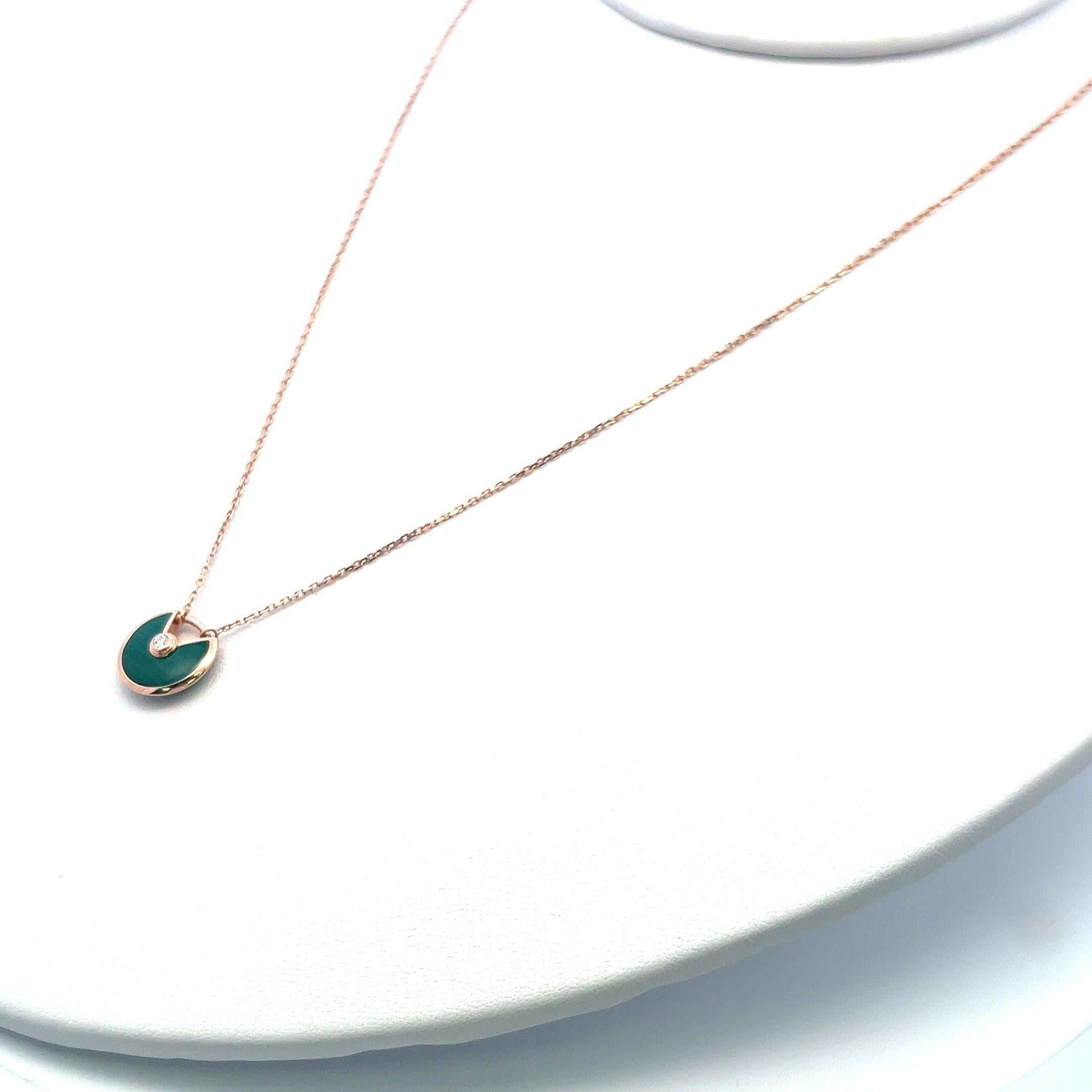 Cartier 0.02 Carat Round Brilliant Diamond 18 Karat Rose Gold Pendant Necklace