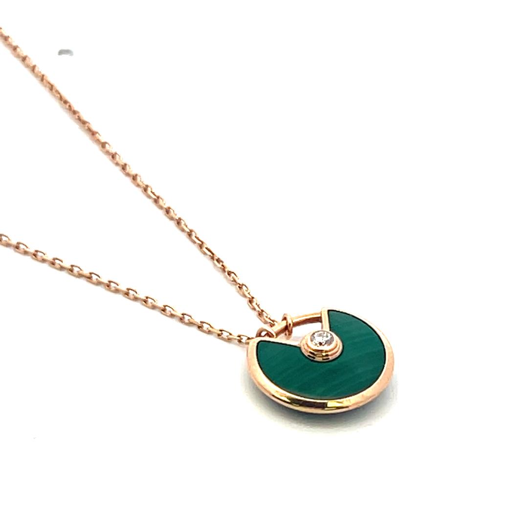 Cartier 0.02 Carat Round Brilliant Diamond 18 Karat Rose Gold Pendant Necklace