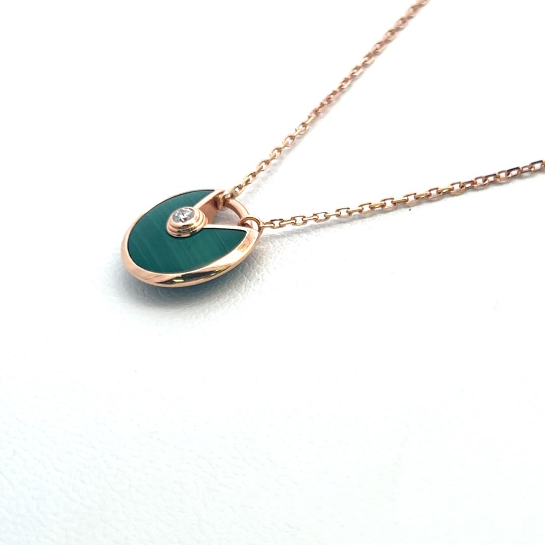 Cartier 0.02 Carat Round Brilliant Diamond 18 Karat Rose Gold Pendant Necklace