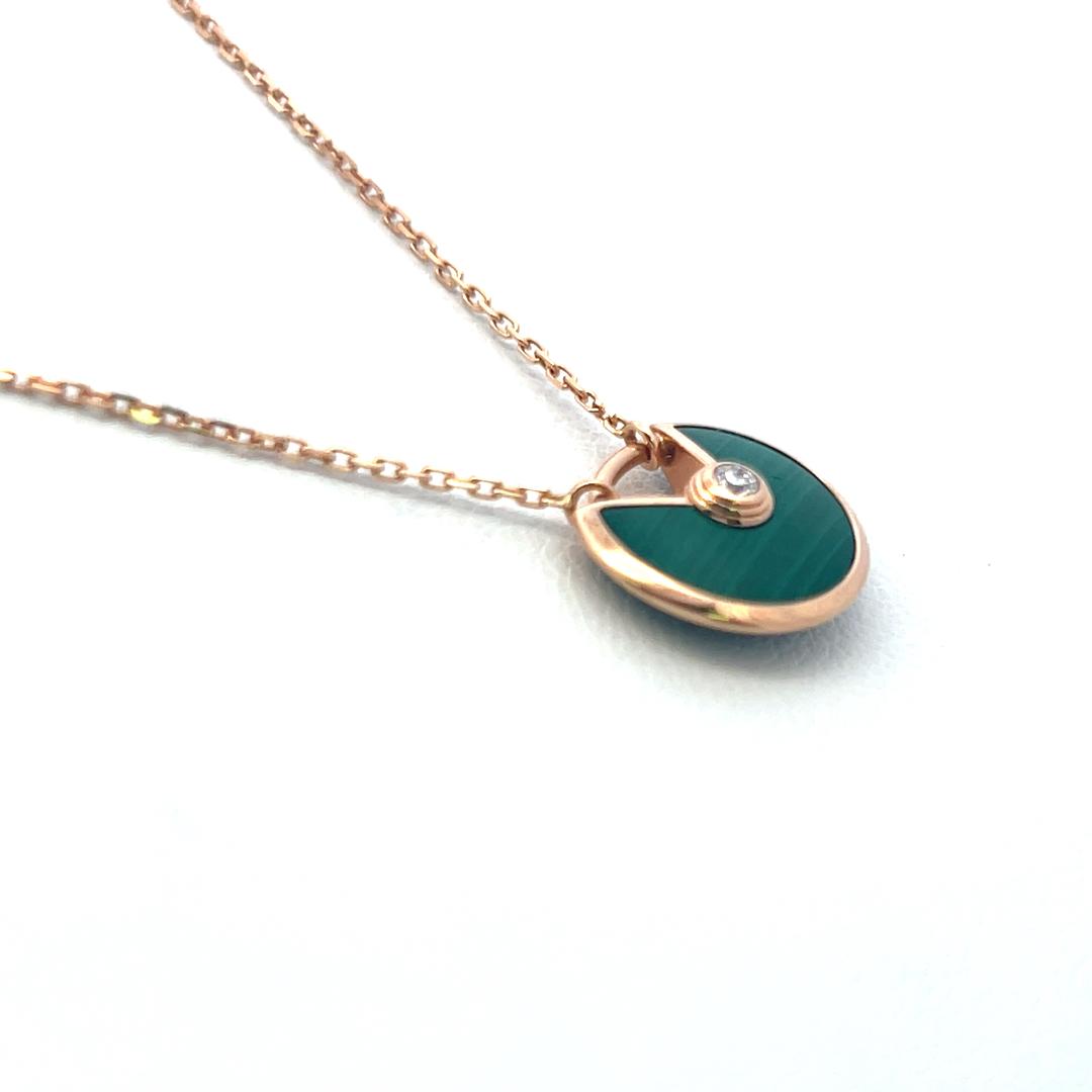 Cartier 0.02 Carat Round Brilliant Diamond 18 Karat Rose Gold Pendant Necklace