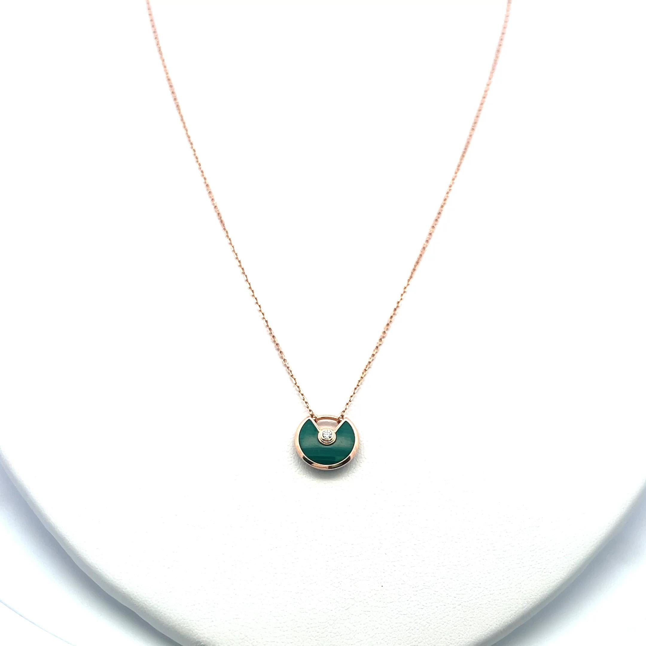 Cartier 0.02 Carat Round Brilliant Diamond 18 Karat Rose Gold Pendant Necklace