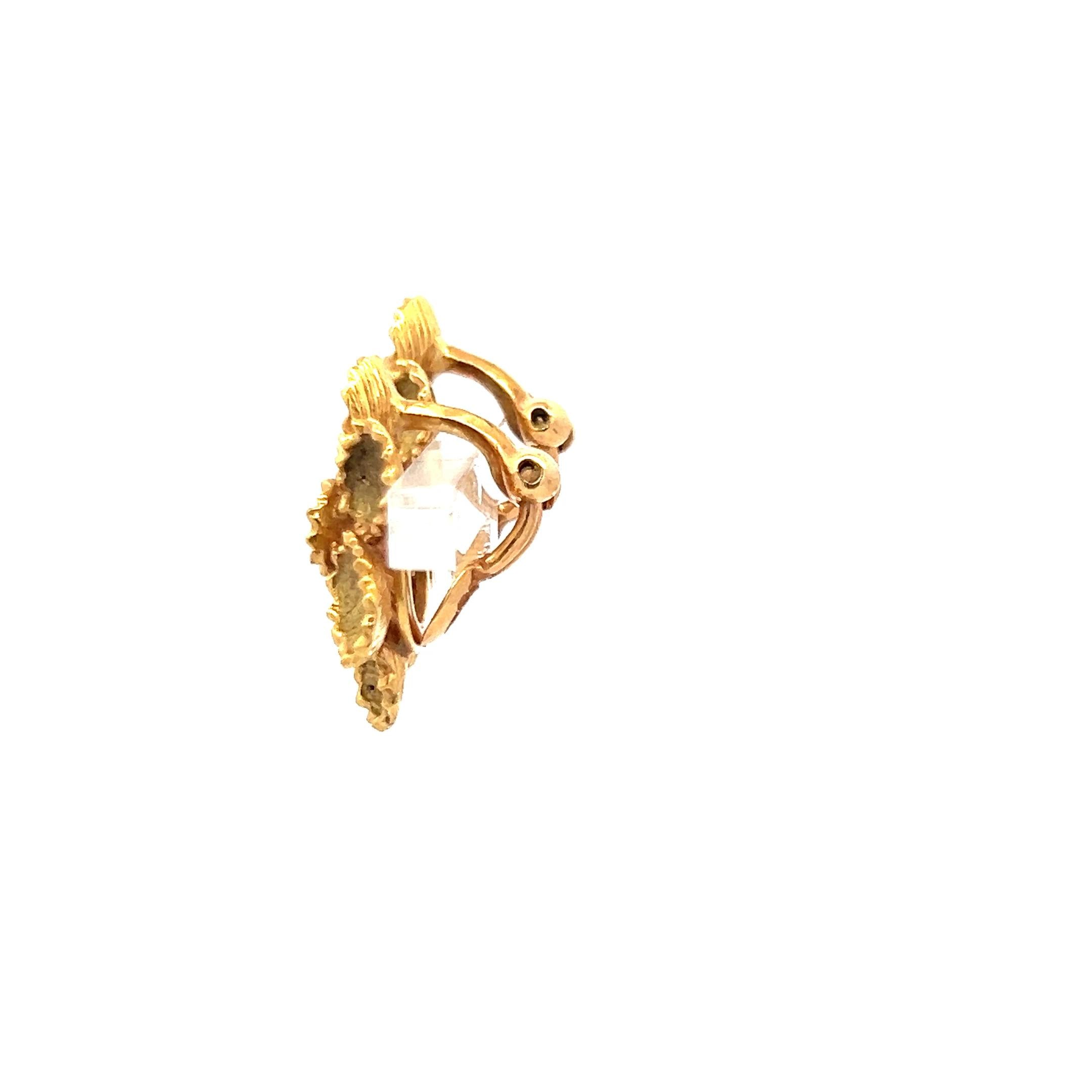 Vintage 10.40 Grams 18 Karat Yellow Gold Clip On Flower Earrings