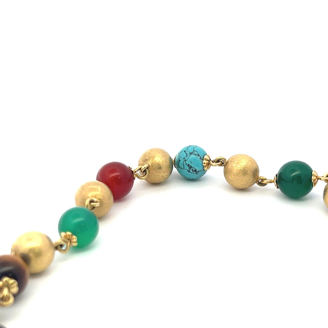 9.7-10.03 MM Multi Gems 18 Karat Yellow Gold Charm Bracelet