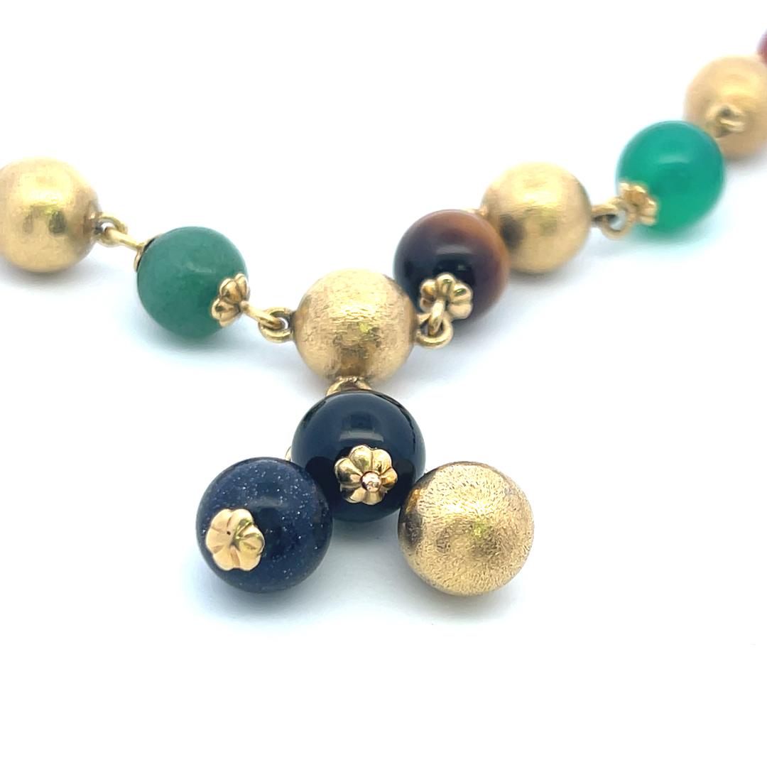 9.7-10.03 MM Multi Gems 18 Karat Yellow Gold Charm Bracelet