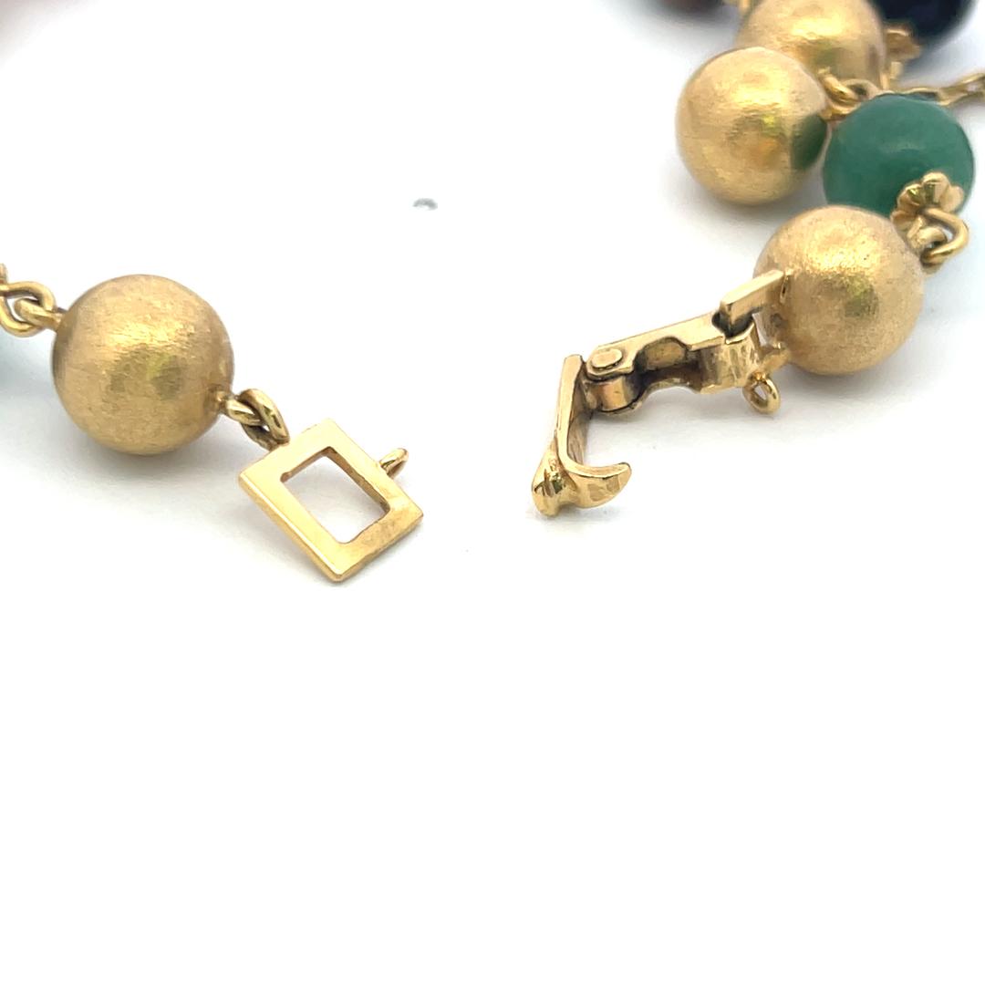 9.7-10.03 MM Multi Gems 18 Karat Yellow Gold Charm Bracelet