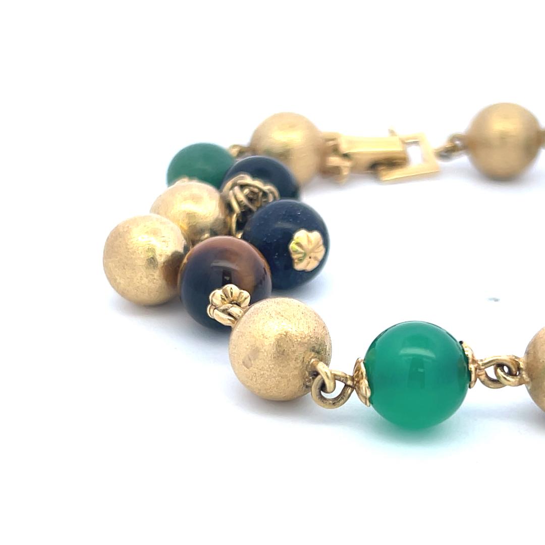 9.7-10.03 MM Multi Gems 18 Karat Yellow Gold Charm Bracelet