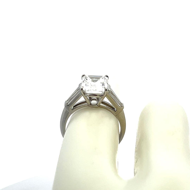 3.05 Carat Emerald Cut D VS1 Diamond Platinum Engagement Ring