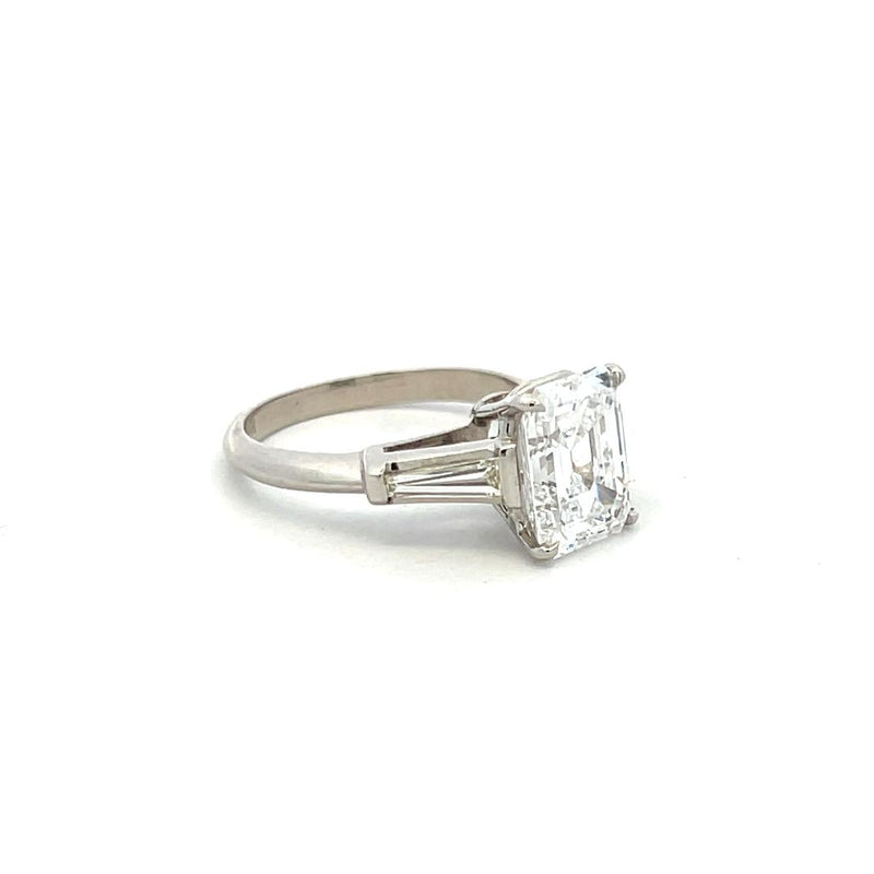 3.05 Carat Emerald Cut D VS1 Diamond Platinum Engagement Ring